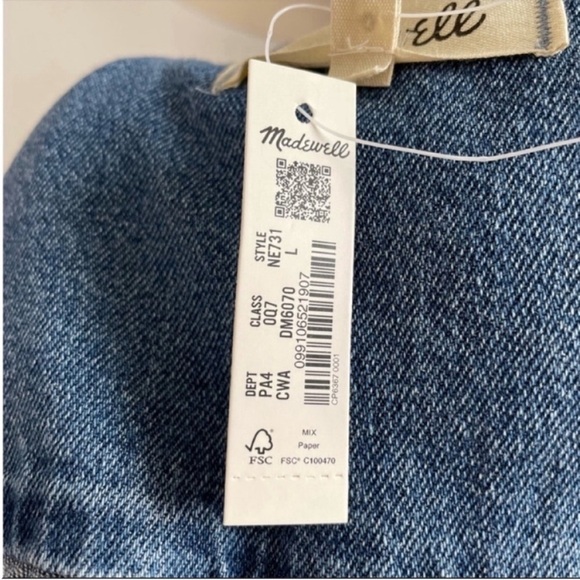 MADEWELL NWT Claireville Denim Tie-Waist Jumpsuit size L - Picture 9 of 12